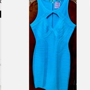 Herve Leger Blue Midi Dress